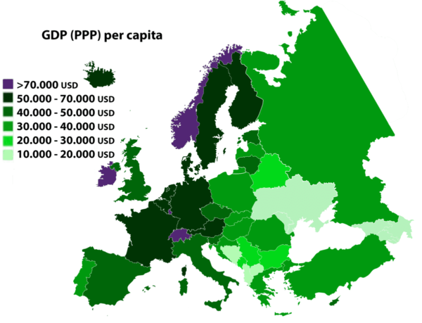 Mapped Europes Gdp Per Capita By Country Gwfm