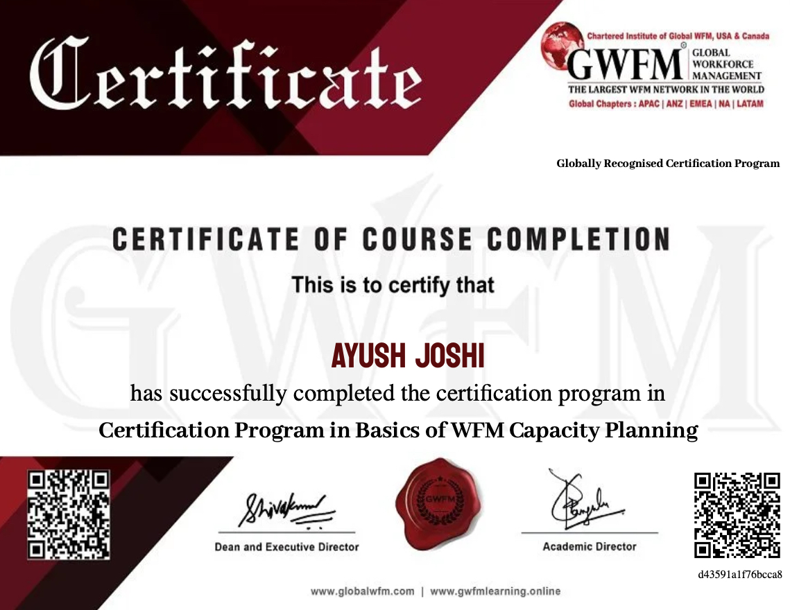 Certification Program in Basics of WFM Capacity Planning 