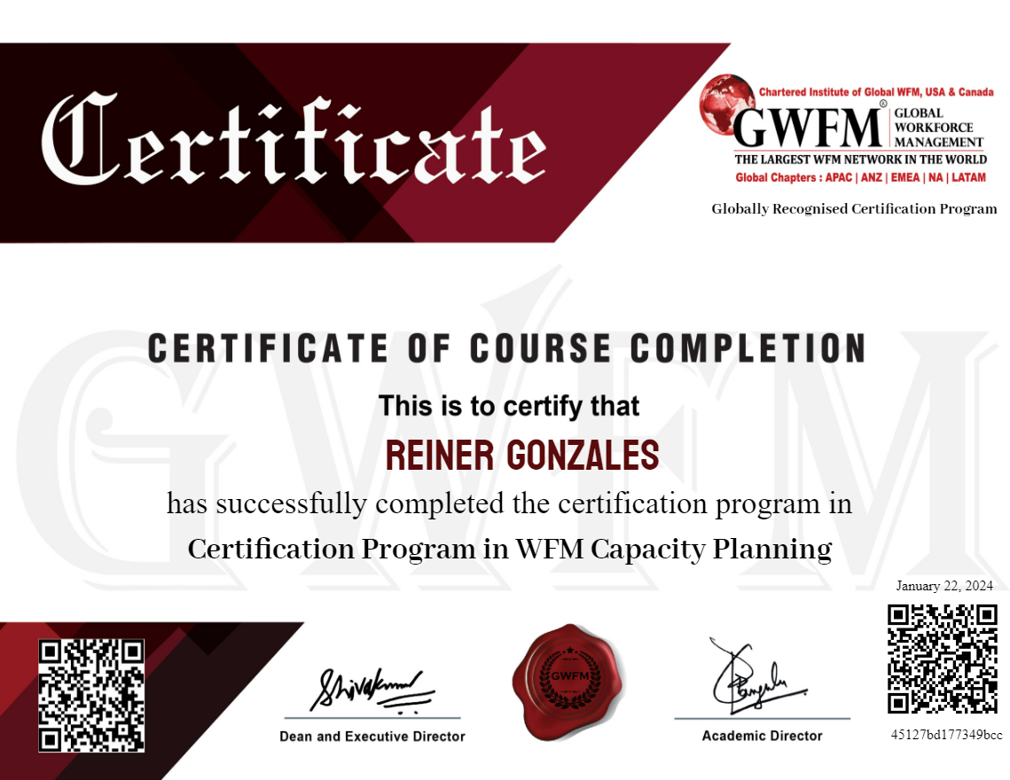 Certification Program in WFM Capacity Planning