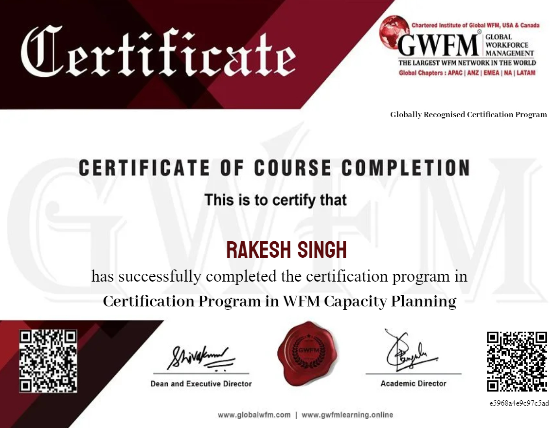 Certification Program in WFM Capacity Planning 