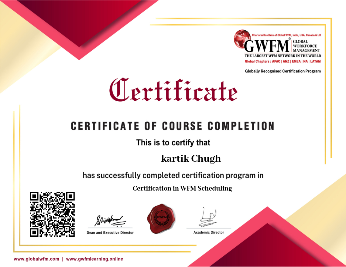 Certification in WFM Scheduling