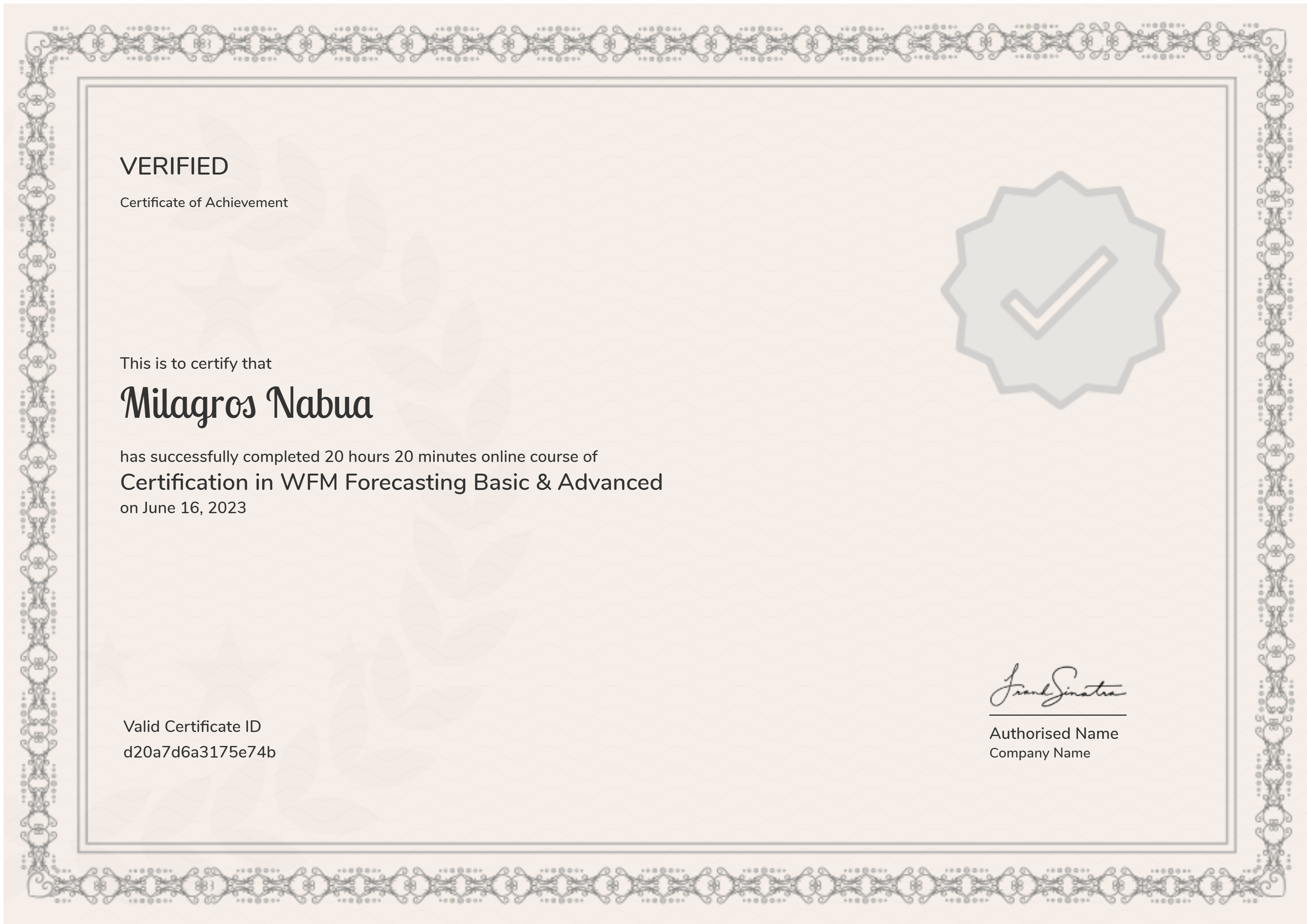 Certification in WFM Forecasting Basic & Advanced