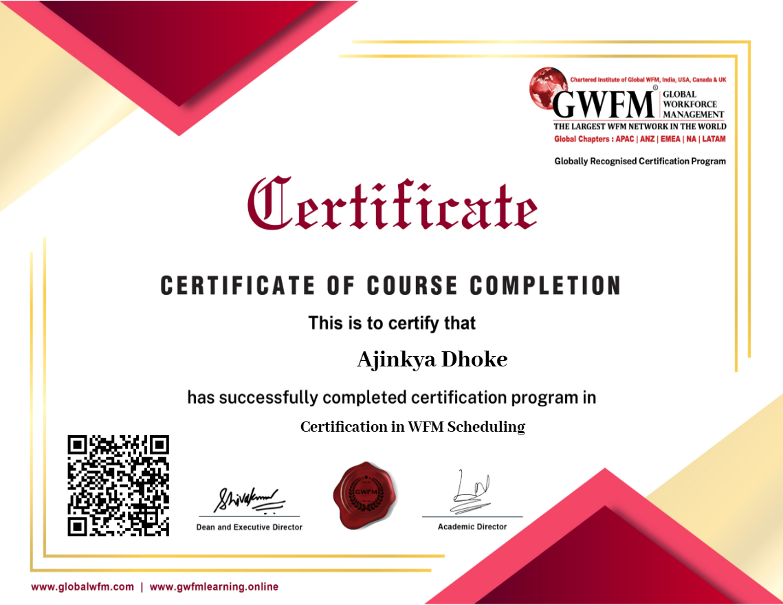 Certification in WFM Scheduling