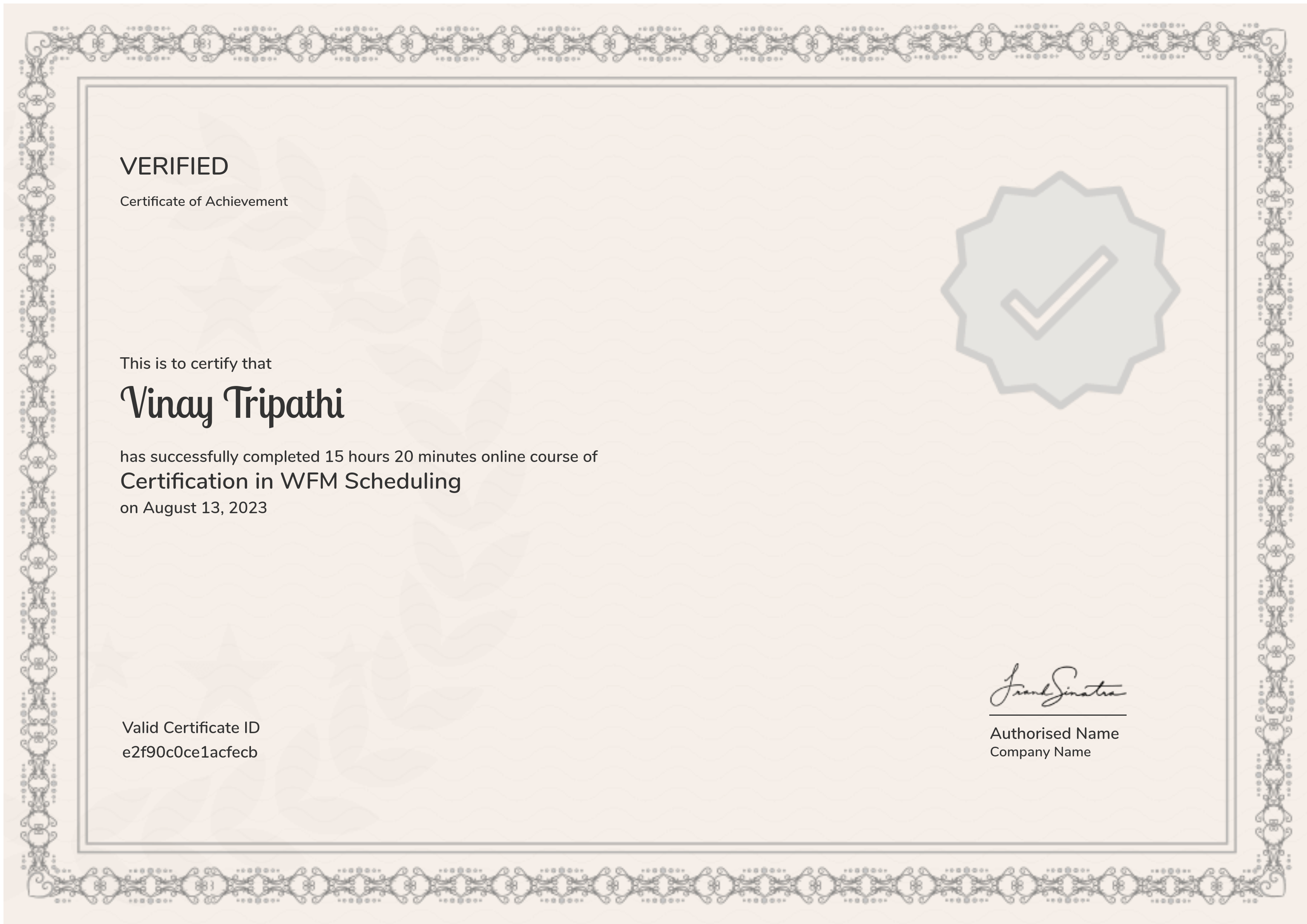 Certification in WFM Scheduling