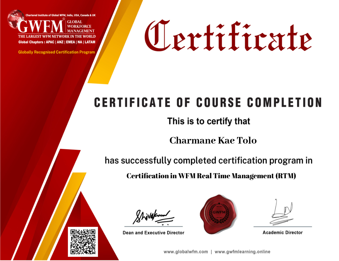 Certification in WFM Real Time Management (RTM)
