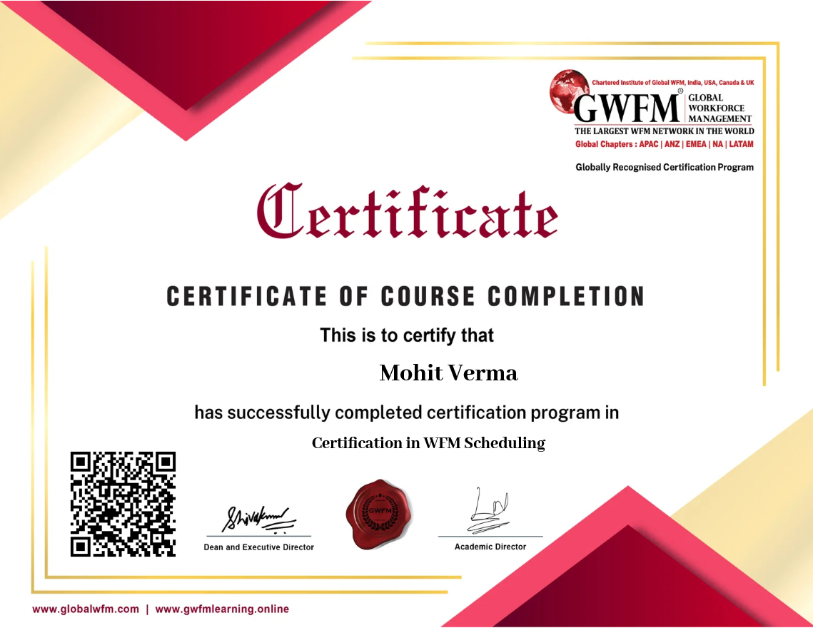 Certification in WFM Scheduling