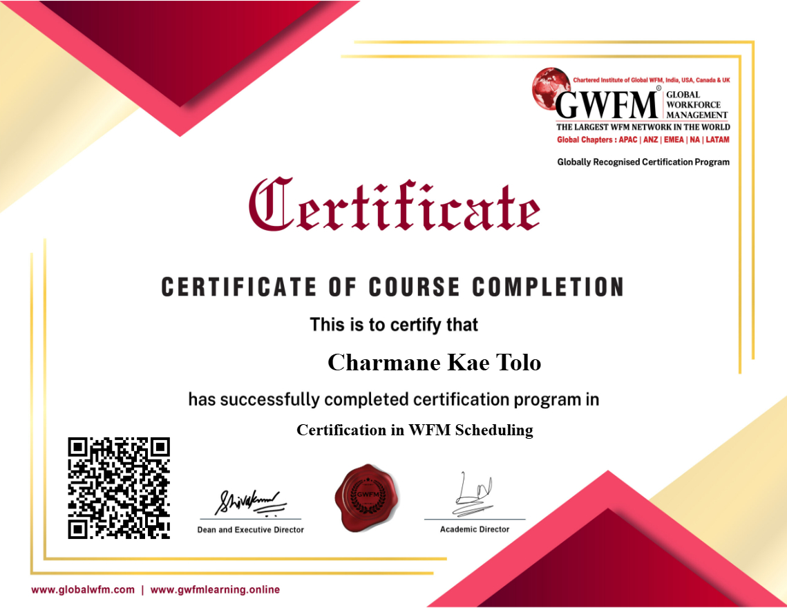 Certification in WFM Scheduling